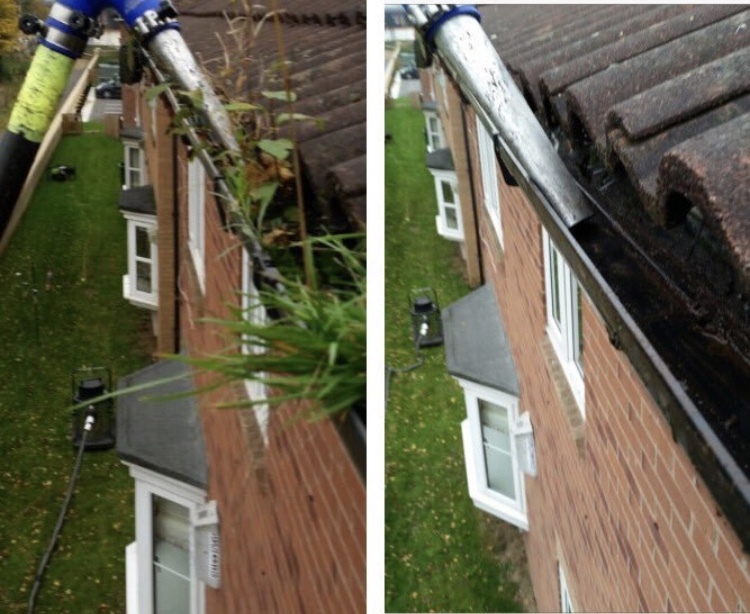 Gutter Cleaning Before and After Picture